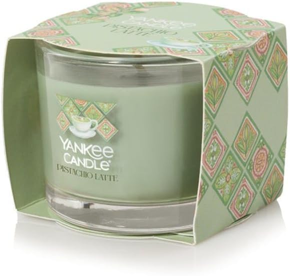 Yankee Candle Mini Jar Scented Candles, Small Single Wick Candle Set for Home Fragrance, Soy Wax Blend, Long Lasting Burn, Hello Italy Collection, Pistachio Latte (Pack of 4)