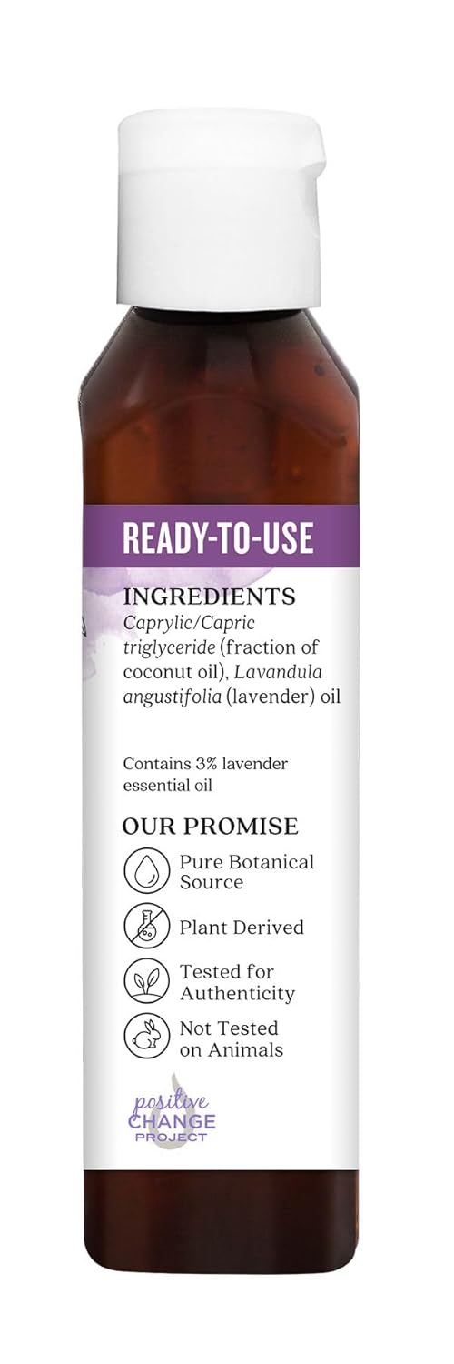 Aura Cacia Ready-to-Use Lavender Essential Oil in Fractionated Coconut Oil | GC/MS Tested for Purity | 4 fl. oz.