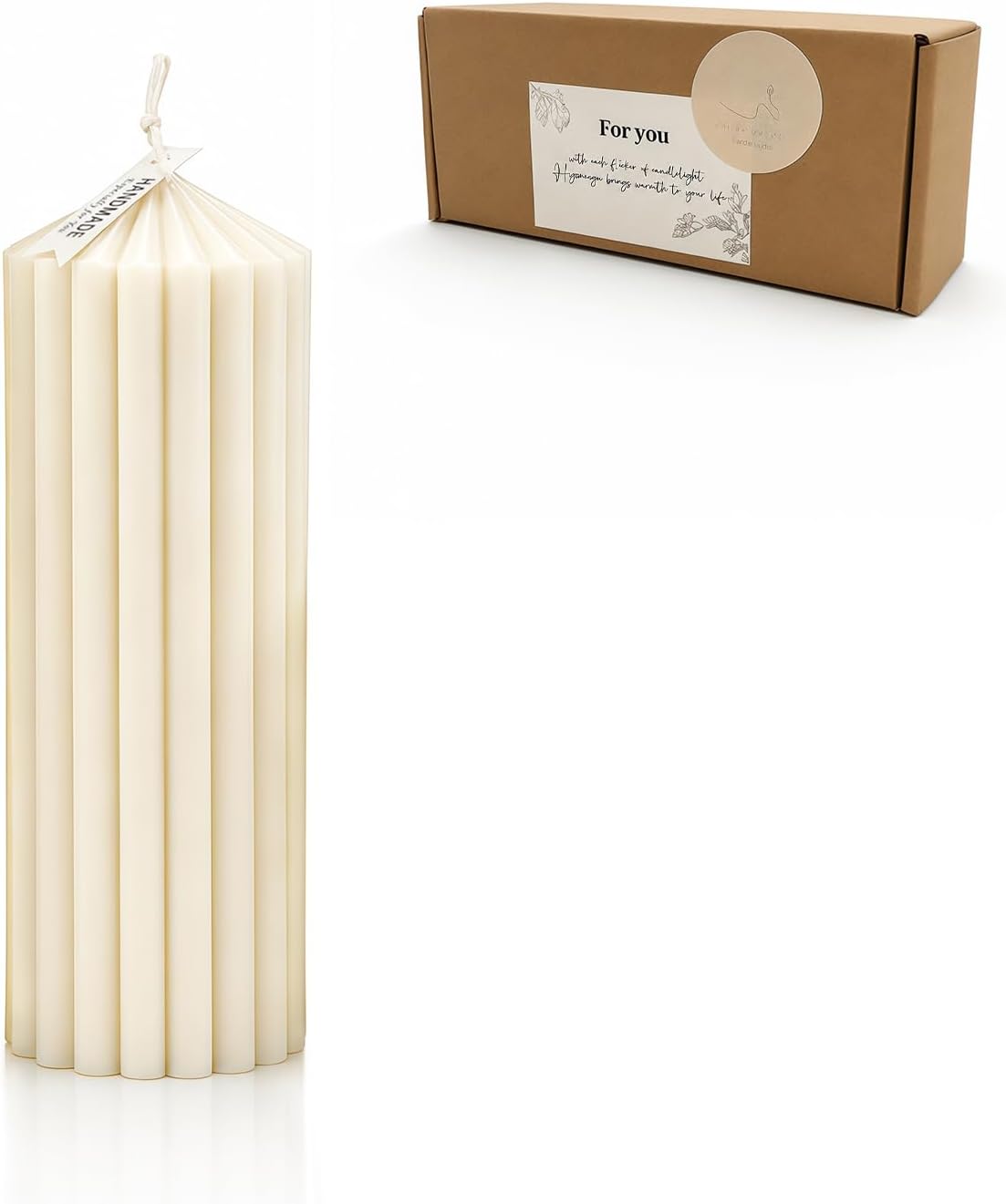 White Ribbed Pillar Candle