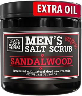 Salt Body Scrub Sandalwood For Men – Moisturizes, Exfoliates & Nourishes Skin – Cleanses & Detoxifies with Dead Sea Minerals - Dead Sea Collection – 23.28 OZ
