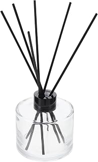 1set Glass Bottles Reed Diffuser Bottle Black Rattan Sticks Refillable Perfume Diffuser for Home Car Living Room Decor and Spa