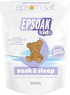 Epsoak Kids Epsom Salt 2 lb. USP Magnesium Sulfate with Lavender Scent Resealable Epsom Salt Bag, Made in The USA, Cruelty-Free Certified