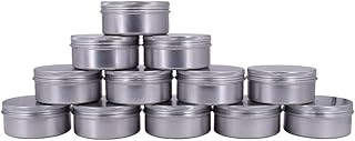 6-Ounce 12 Pack 180ml Empty Silver Round Aluminum Tin Cans Screw Top Metal Tins Aroma Hair Wax Tins Cosmetic Container Organization for Accessories DIY Beauty Salve Crafts Spice Candles