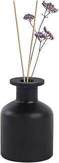 1PCS 150ml/5oz Empty Refillable Glass Diffuser Bottle Diffuser Jars Aromatherapy Storage Container Fragrance Accessories Use for DIY Replacement Reed Diffuser Sticks Crafts Decor (Black)