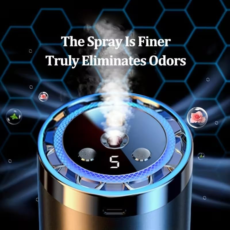 Car USB Aroma Diffuser, Portable Aroma Diffuser, with LED Ambient Light, Easy to Operate, deodorizing Function, Suitable for Cars and Home use, Comes with 3 Bottles of Ocean Essential Oil