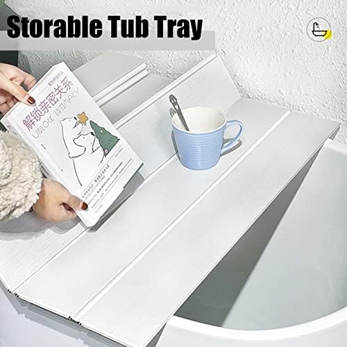 Bamboo Bathtub Caddy Tray with Foldable Dust Proof Board Spa Bathroom Shower Shelf nizer for Relaxing Bath Time Multifunctional Design with 0.6cm Thickness