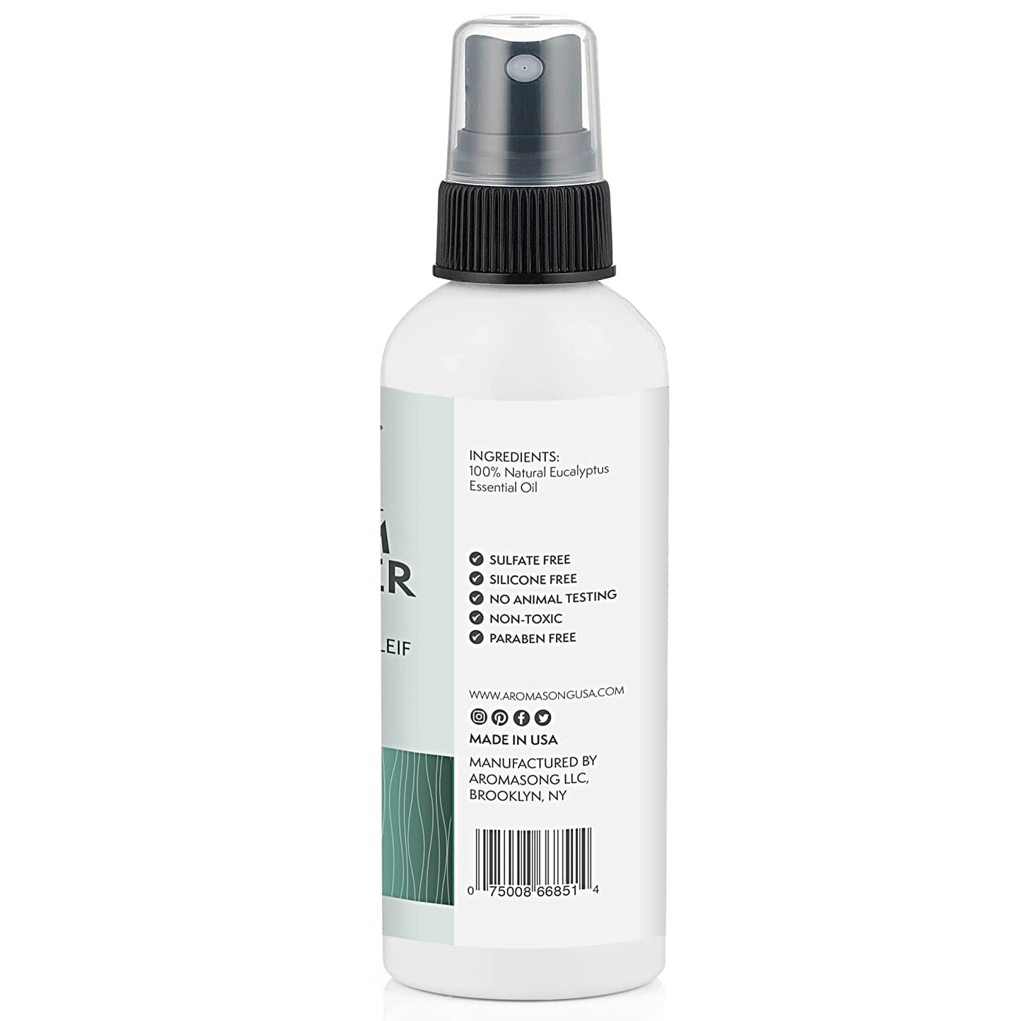 Aromasong Eucalyptus Shower Spray 2-Pack - 100% Pure Eucalyptus Oil - Natural Essential Oil Mist for Relaxing Aromatherapy Infusion Vapor for Hot Tub, Spa, Steam Sauna Room - Used for Sinus
