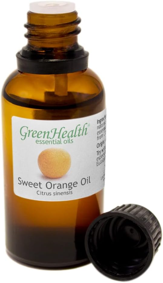 Sweet Orange – 1 fl oz (30 ml) Glass Bottle w/Euro Dropper – 100% Pure Essential Oil – GreenHealth