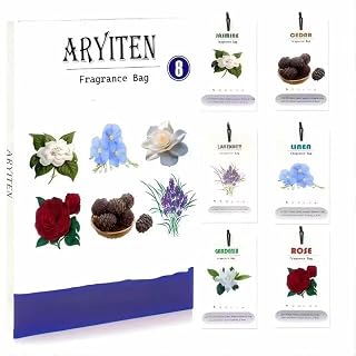 Aryiten 6-in-1 Natural Scented Sachets - 8 Pack Mixed Fragrance Collection with Rose, Lavender, Cedar, Linen, Jasmine & Gardenia for Home, Closet, Drawer | Long Lasting Air Freshener & Deodorizer