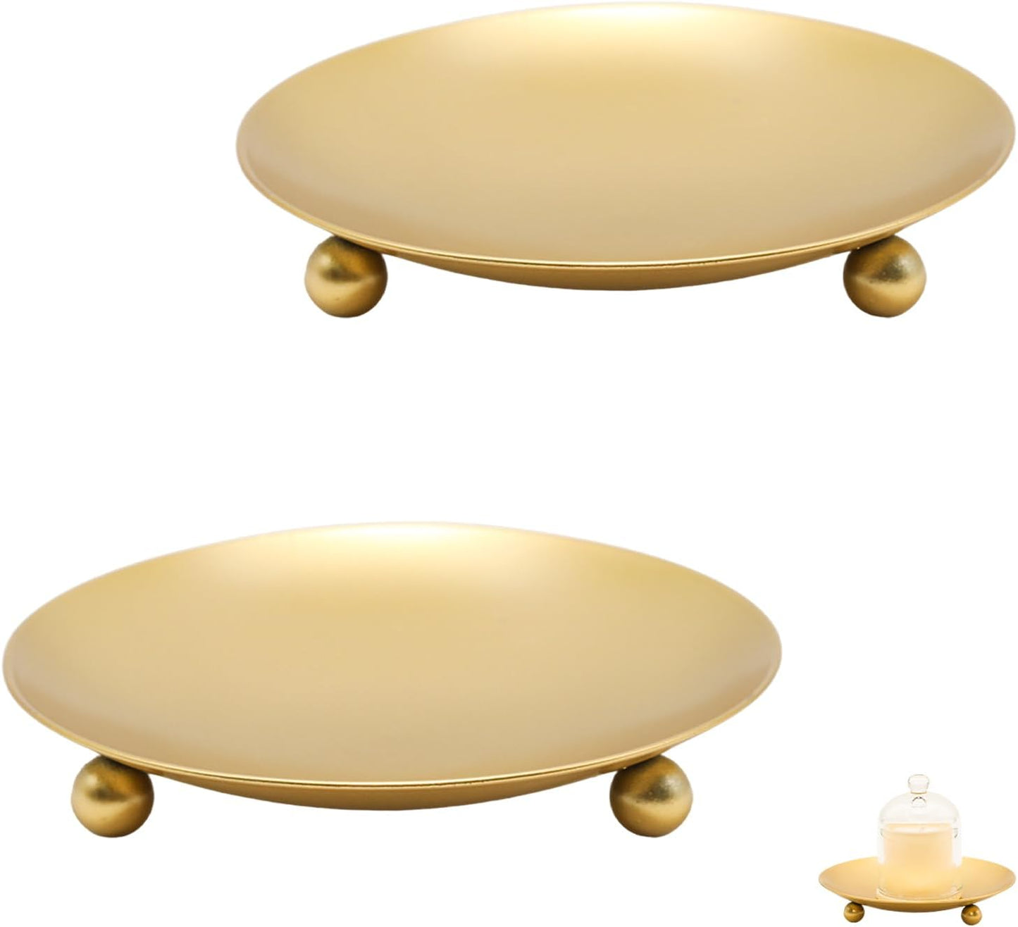 2Pcs Iron Plate Candle Holder Set - 4.33 Inch Decorative Pedestal Candle Stands for Home, Wedding, and Birthday Parties - Elegant Gold Candle Holders for Stylish Décor