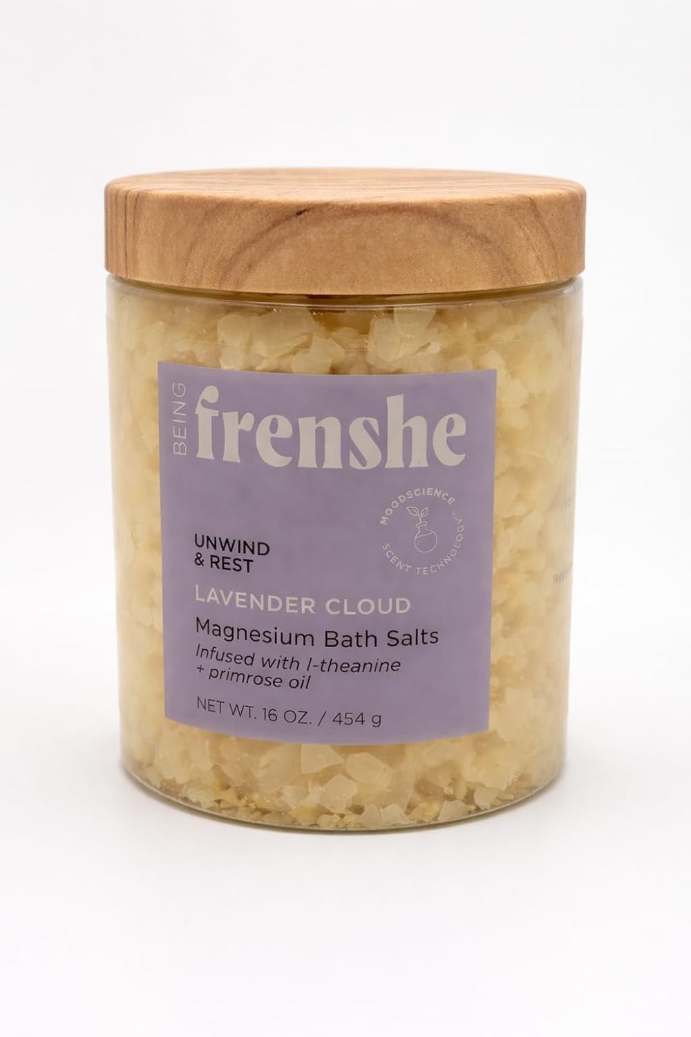 Being Frenshe Lavender Cloud Magnesium Bath Salts – Relaxing Bath Soak with L-Theanine & Primrose Oil, Unwind & Rest Formula, 16 oz