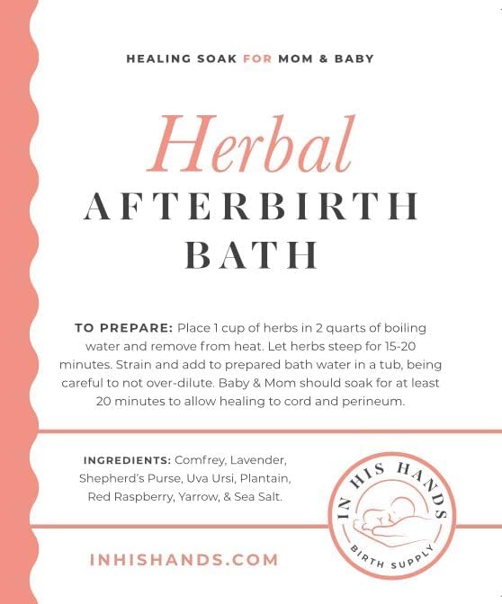 Herbal Postpartum Bath by in His Hands. 12 Ounces of Handmade Soothing Herbs and Sea Salt for Postpartum. Healing, Relaxing, Soothing Bath for Postpartum Recovery with Salt!