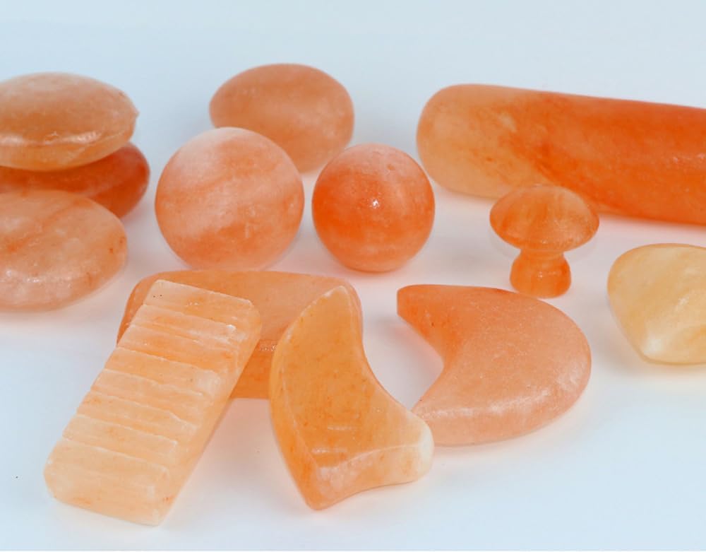 2 Pcs Mushroom Shape Himalayan Salt Massage Stones Hot Massage Cold Massage Stones Set Warm Rocks Kit for Facial SPA