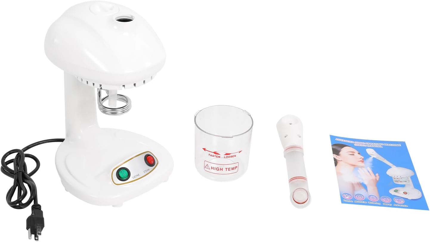 Facial Steamer, 450W Tabletop Steamer with 360° Rotatable Nozzle, White Portable Beauty Salon Mist Face Steamer, Corded Electric Mini Face Steamer for Salons, Homes, and Spas.