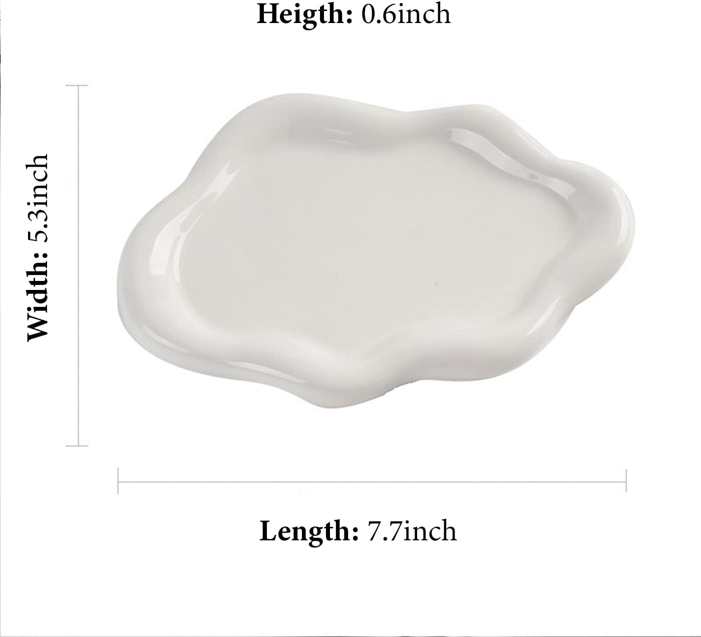 Jewelry Dish Trinket Tray for Women, Ring Dish Holder, Unique Cloud Shape Ceramic Plate Cute Things Vanity Aesthetic Room Decor Mother's Day Birthday (White)