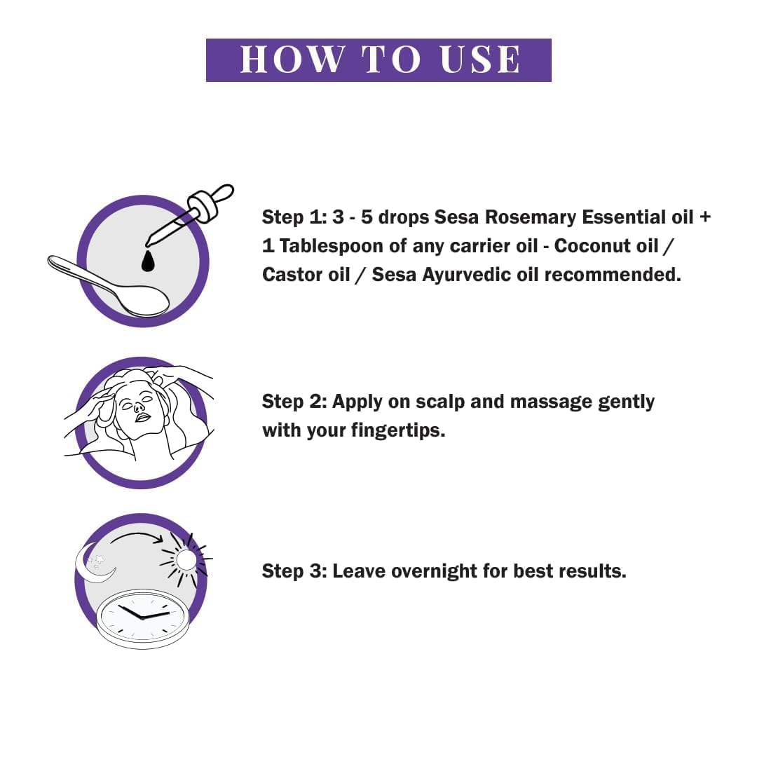 Se.sas Rosemary Essential Oil For Hair Growth Nourishes Skin Hair Fall Control Oil For Women and Men 100% Pure & Natural Rosemary 30 ml