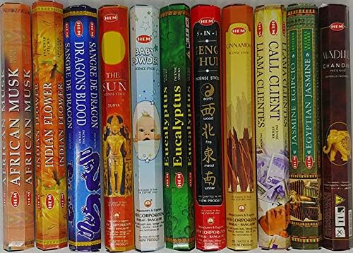 HEM Incense Sticks – 12 Box Variety Pack (240 Sticks Total, 20 Sticks per Box) | Long Lasting Fragrance | Meditation, Relaxation, Yoga, Aromatherapy & Home Fragrance