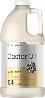 Horbäach Castor Oil 64oz | for Hair, Eyelashes & Eyebrows | Hexane Free & Cold Pressed | Vegetarian, Non-GMO