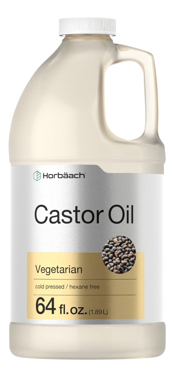 Horbäach Castor Oil 64oz | for Hair, Eyelashes & Eyebrows | Hexane Free & Cold Pressed | Vegetarian, Non-GMO