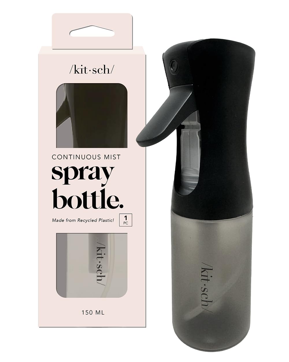 Kitsch Satin Pillow Rollers (6 pcs) and Continuous Spray Bottle (Black) Bundle with Discount