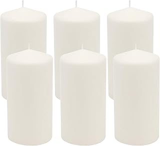 Stonebriar Unscented White Tall Pillar Candles, 65 Hour Burning Candle Pillars, Perfect for Decor, Weddings, Emergencies 3" X 6", 6 count