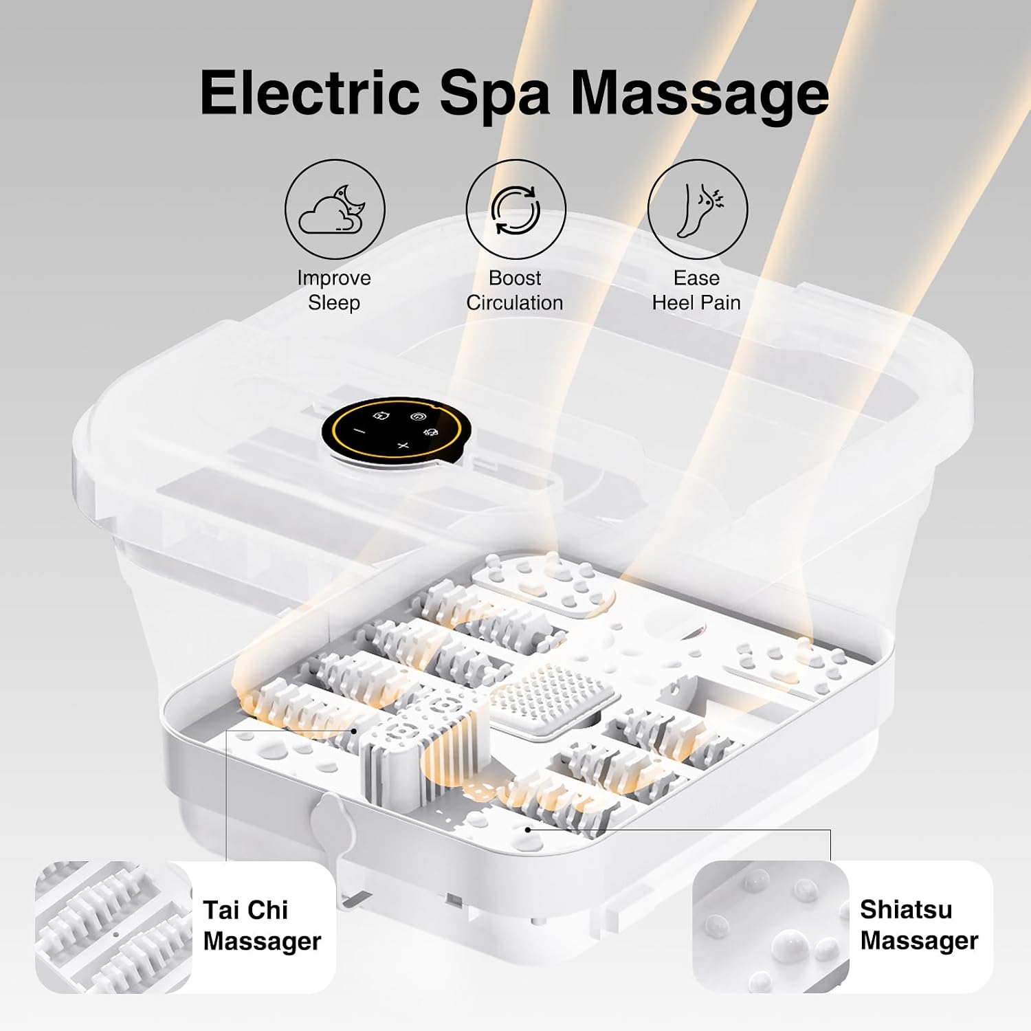 Pedicure Foot Spa with Heat, Bubble Jet, Temperature Control & Timer, collapsible foot spa Massager with Remote Control and 8 Shiatsu Massage Rollers,Pedicure Tools for Feet,Foot Bath Soak Tub