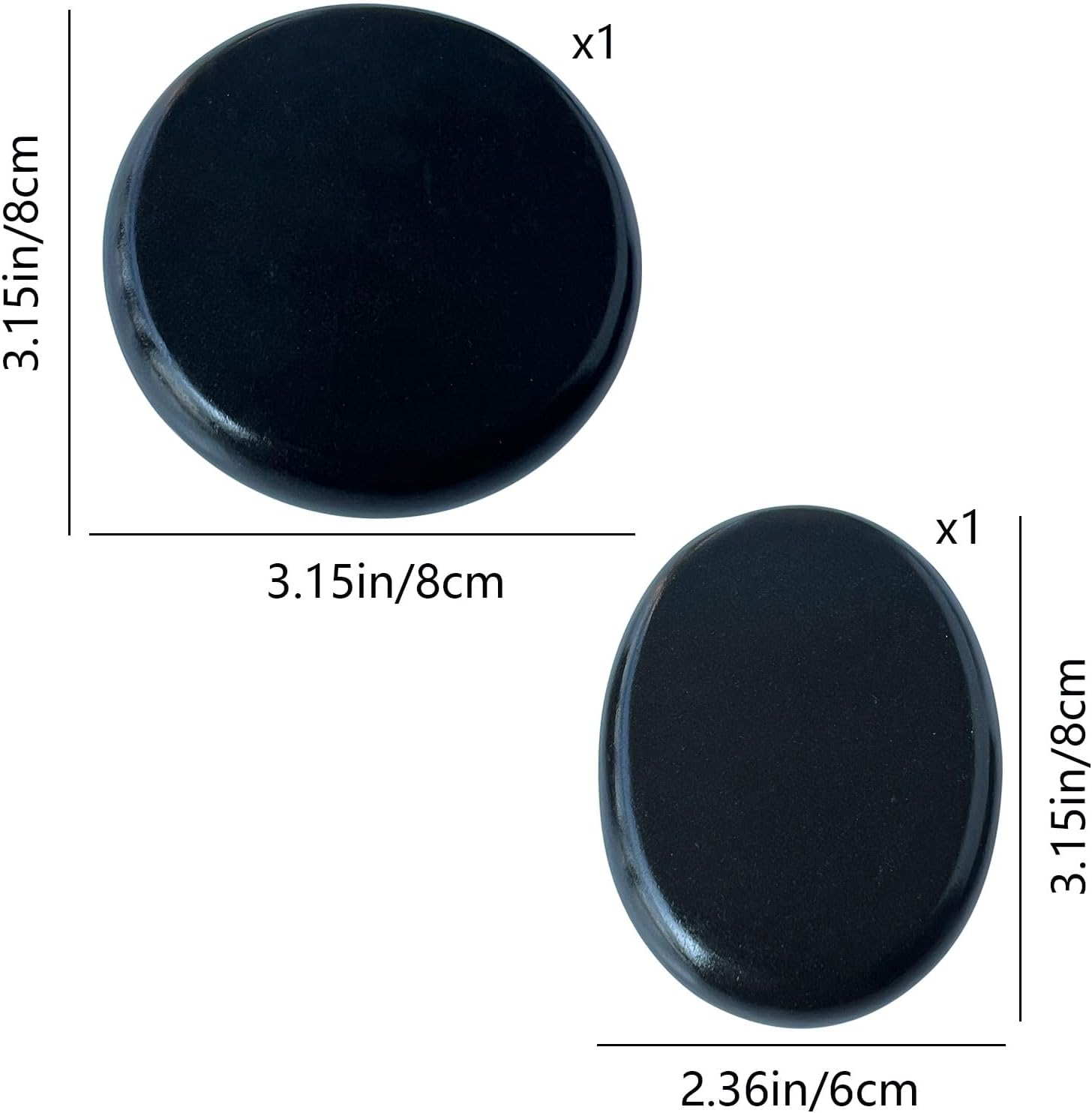Oval Basalt hot Stone Massage Set, Massage Stones for spa Care, Two-piece Set for Home use