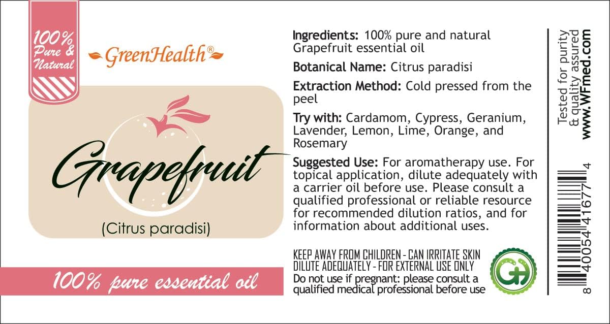 Grapefruit (Pink) Essential Oil - 1 fl oz - 100% Pure & Uncut - GreenHealth