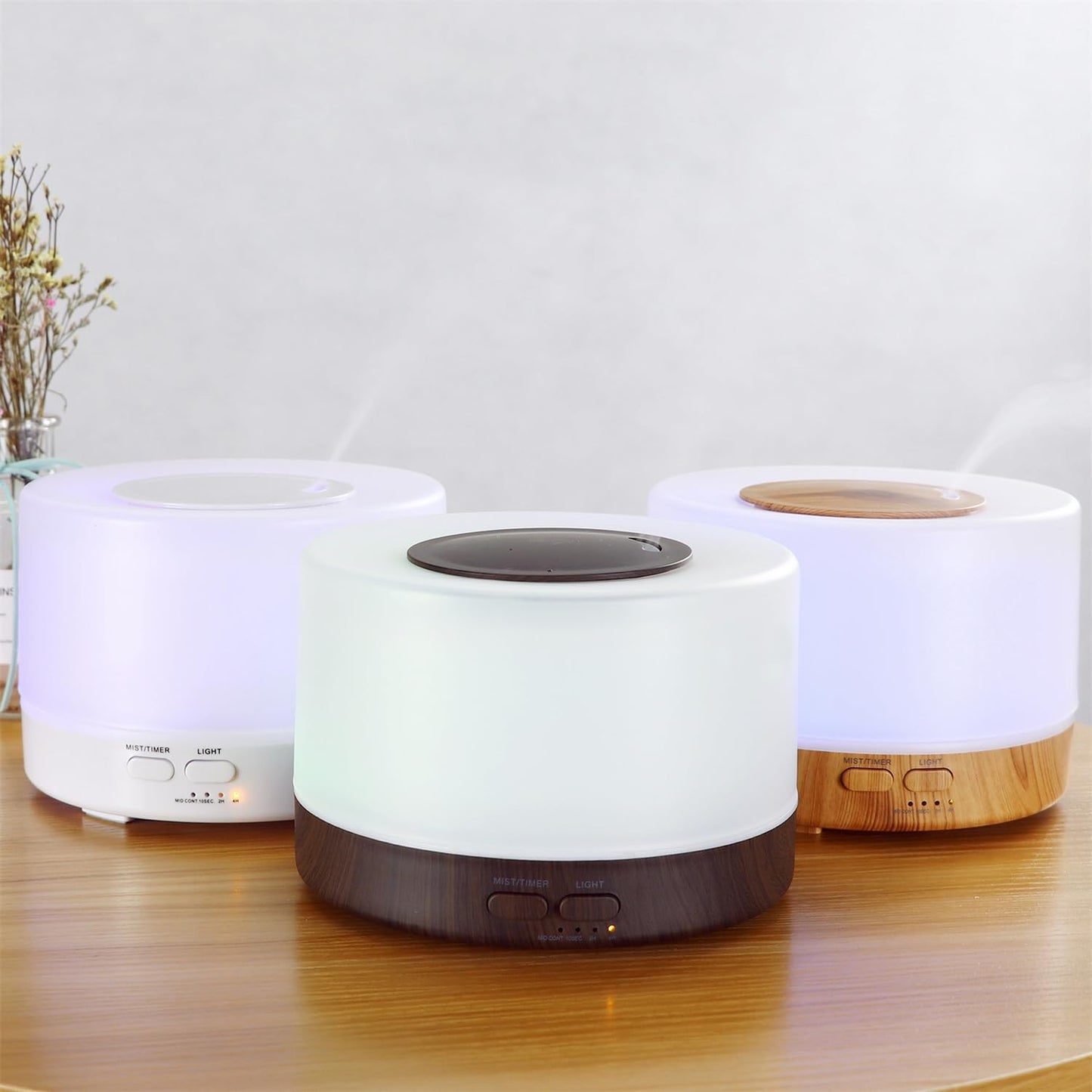 Essential Oil Diffuser, Wood Ultrasonic Cool Mist Humidifier, 500ml Humidifiers for Bedroom, Waterless Auto-Off, for Home,Bedroom,Office (Light Wood)