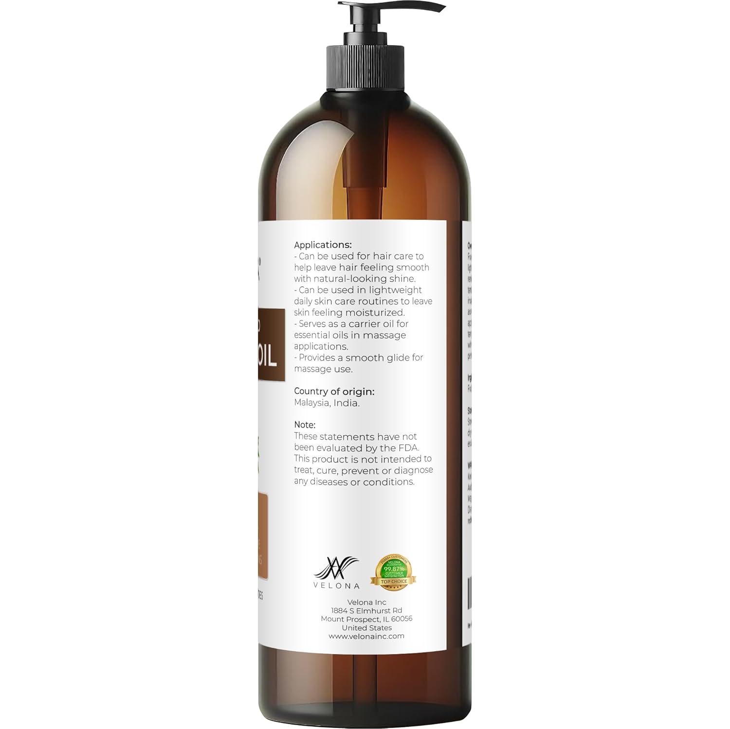 velona MCT Coconut Oil - 32 Fl Oz | 100% Pure and Natural Carrier Oil | Fractionated | Skin, Face, Body, Hair Care | Use Today - Enjoy Results