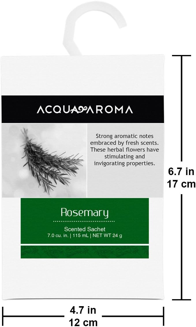 Acqua Aroma Rosemary Scented Sachet 7.0 cu. in. (115mL/24g) - Pack of 3 Sachets