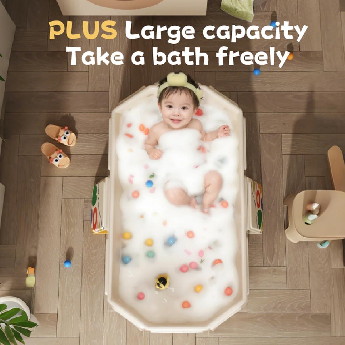 Foldable Baby Bathtub, Collapsible tub for Kids, Small Bathtub for Bathing, Portable Bathtubs for SPA Tub, Easy Storage for Small Spaces, Effortless Folding Bathtubs (Green)