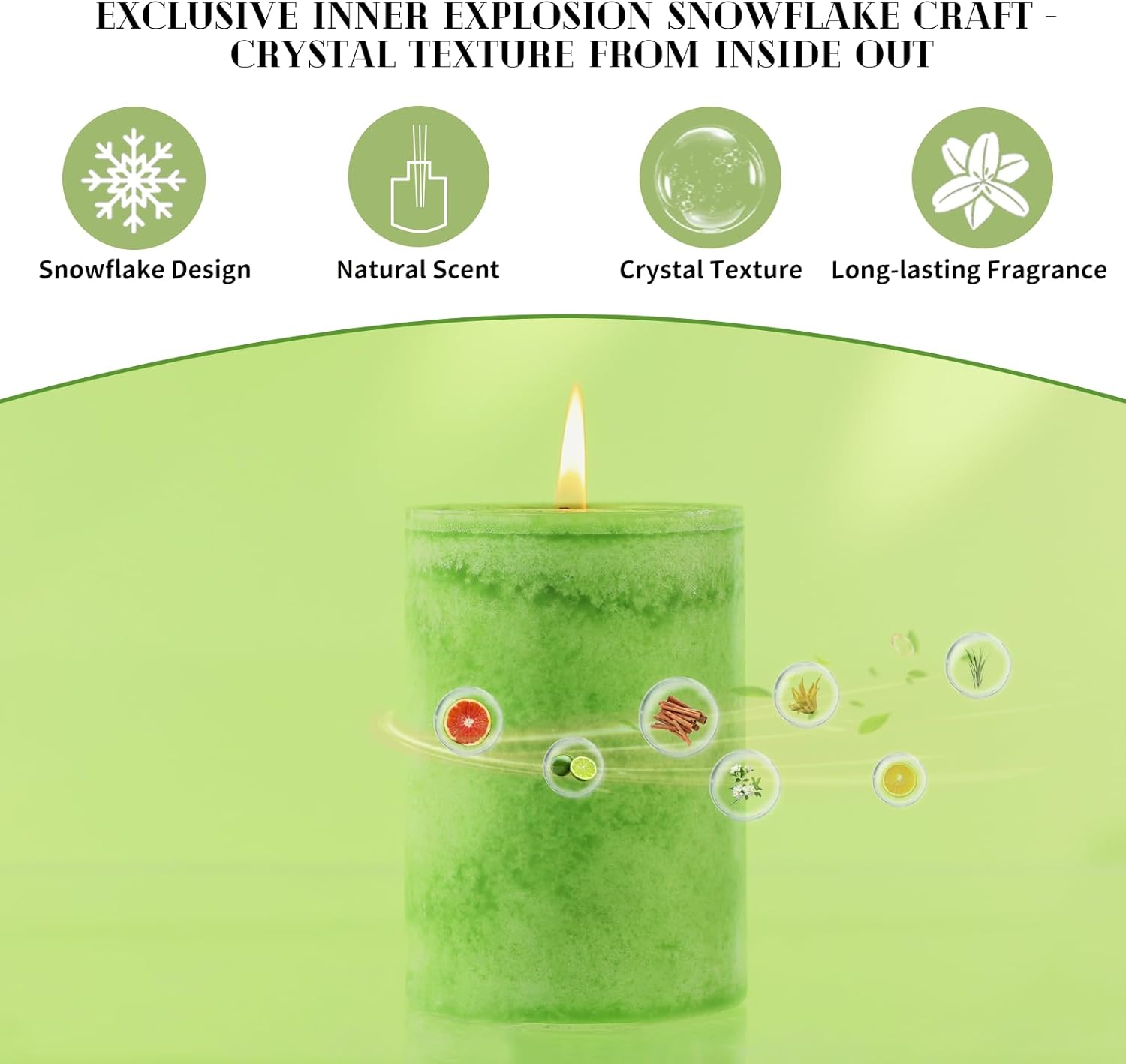 4 Pack Candied Citrus Scented Pillar Candles,Natural Essential Oils,60H Long Burning,Non-Toxic Smokeless Candles for Home Decor,Aromatherapy to Stress & Anxiety Relief,Daily Relaxation(2.8x4in)