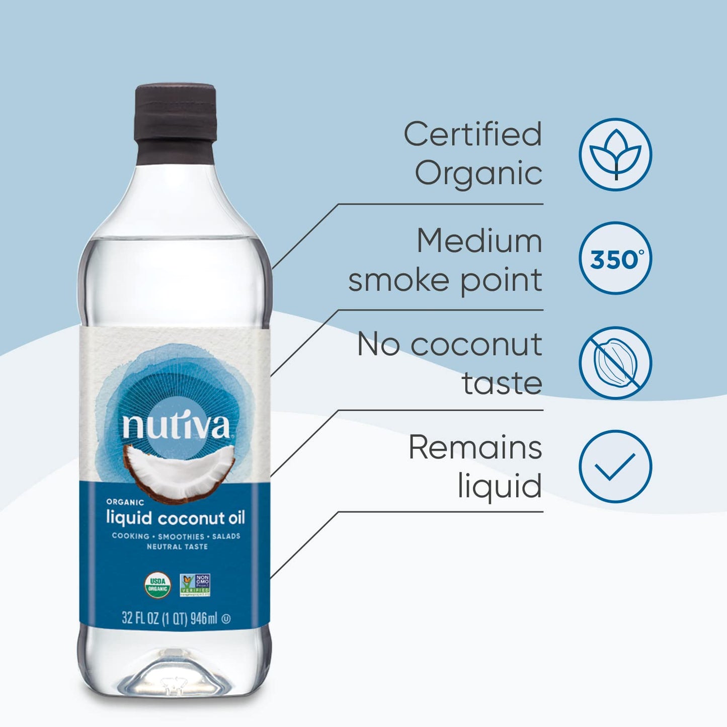 Nutiva, Oil Coconut Organic, 8 Fl Oz
