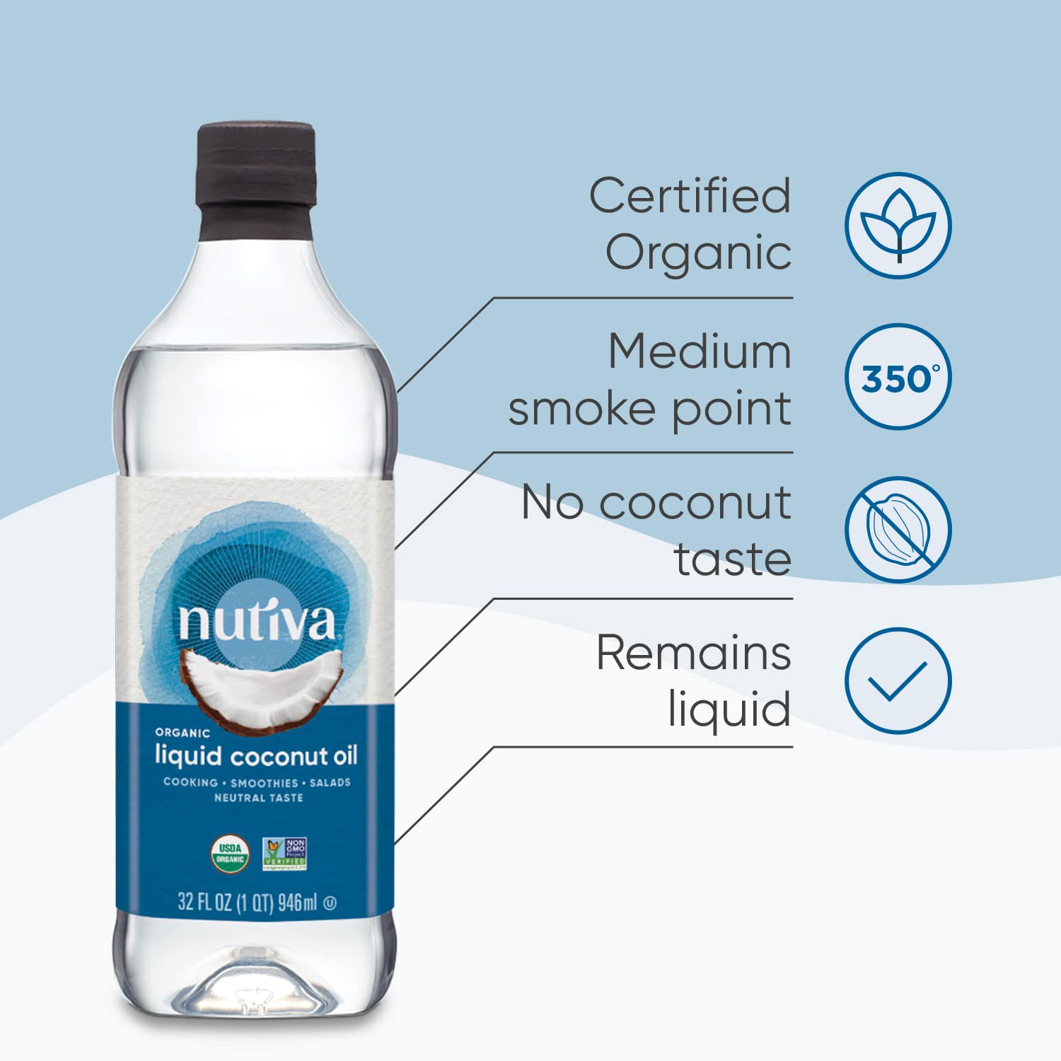 Nutiva, Oil Coconut Organic, 8 Fl Oz
