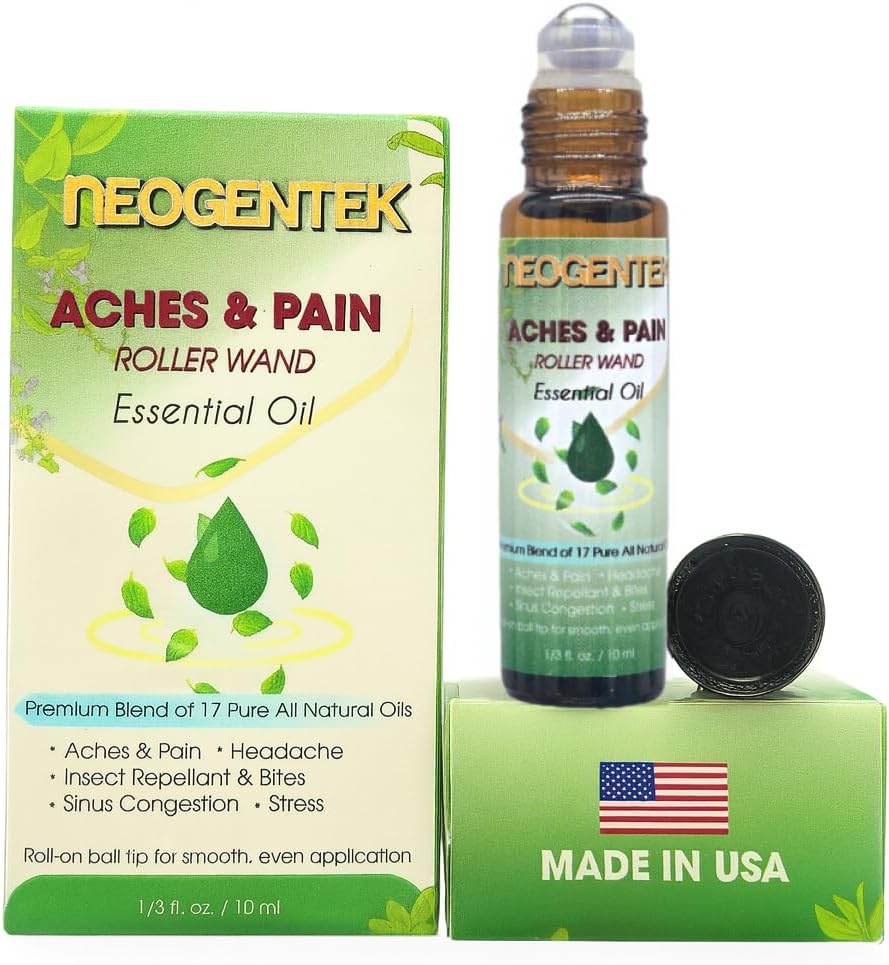 Aches & Pains Essential Oil Blend | Crafted from 17 Pure Botanical Oils | Natural Comfort & Relaxation – Aromatherapy Roll-On for Muscles & Joints, Headache – 10ml (Aches & Pains)