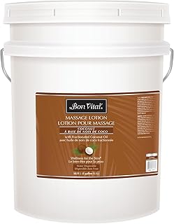 Bon Vital' Coconut Massage Lotion, 5 Gallon, Lightweight Formula with Pure Fractionated Coconut Oil, Professional Therapy Lotion, Hydrating and Unscented