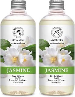 Reed Diffuser Refill With Jasmine Essential Oil 34 Fl Oz - 2x500ml - Fragrance Oil - Room Freshener - Floral Fragrance - Fresh and Long Lasting