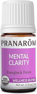 Pranarom - Mental Clarity & Focus Essential Oil, Pure Essential Oil for Diffusers, Revitalizing Aroma Oil, Lavender, Lemon, Peppermint, and More, Organic Essential Oil Blend, 5 ml
