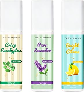 Toilet Spray, Citrus, Eucalyptus & Lavender, 3 Pack 1.7 fl oz each, Bathroom Odor Eliminator, Travel Size, Essential Oil Freshener, Up to 255 Sprays