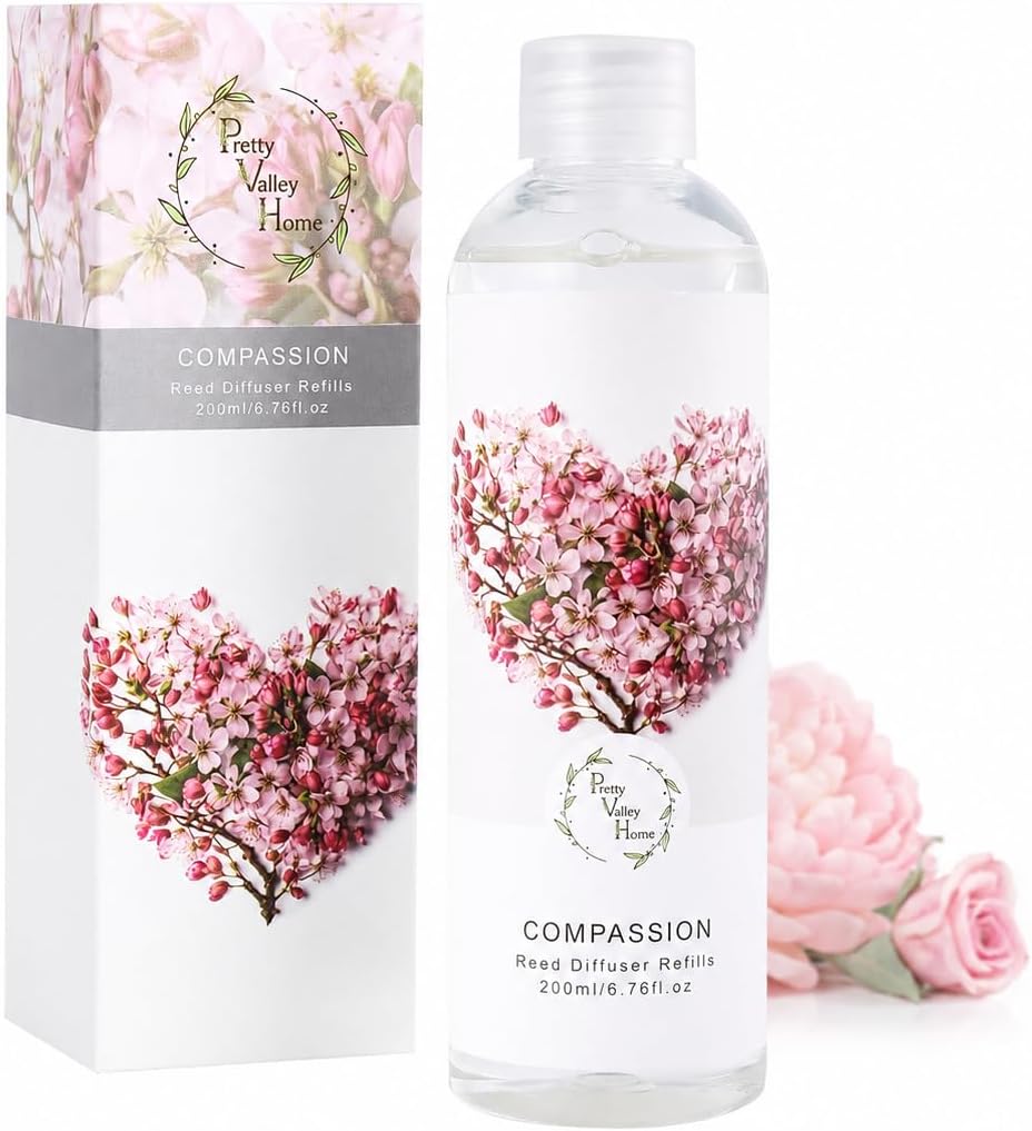 Reed Diffuser Refill, Peony & Rose Scented Oil 6.76 fl.oz / 200ml, Home Fragrance for Bedroom, Bathroom, Office Decor