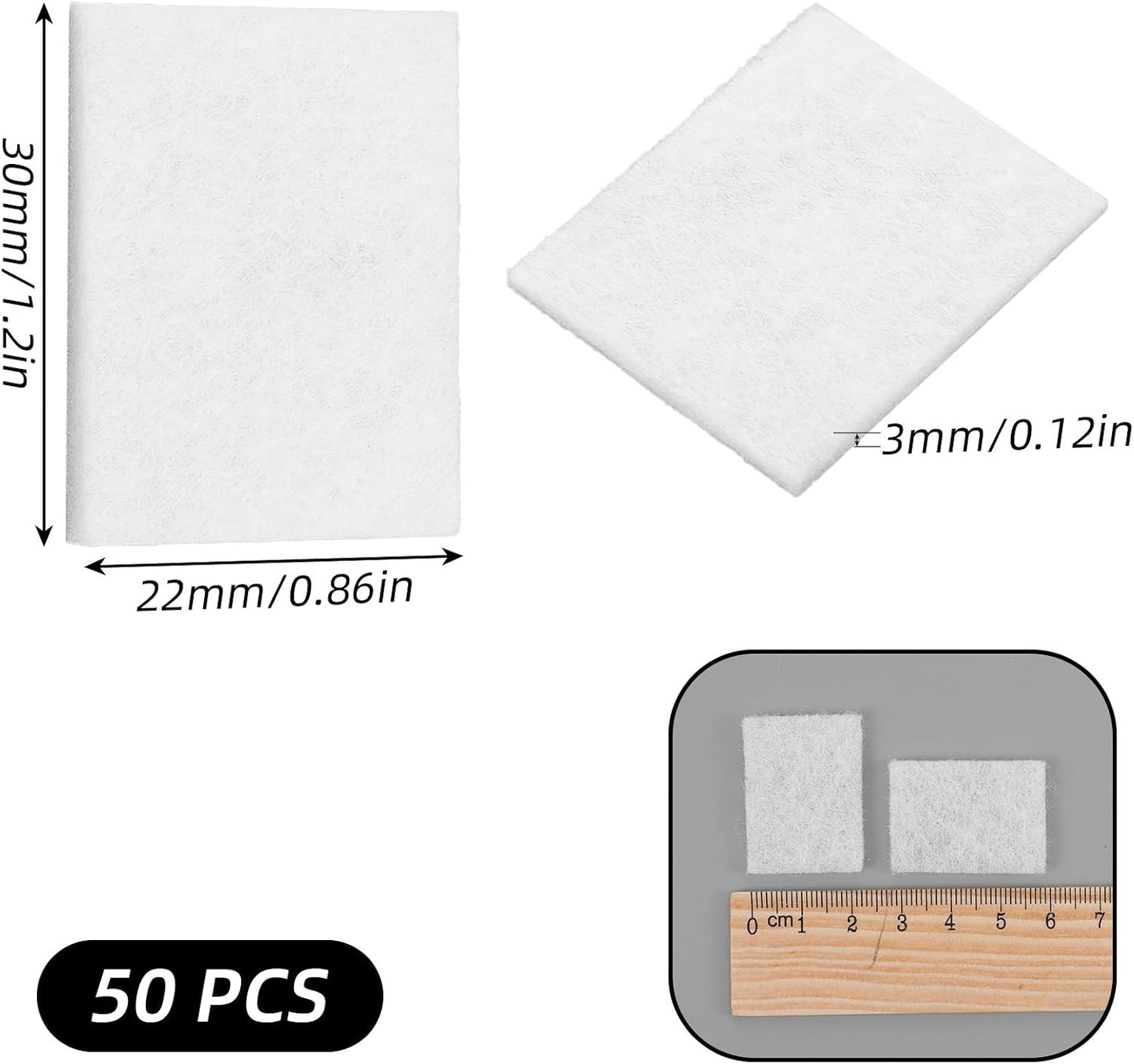 50 Pcs Air Filter Scent Pads, Microfibre Essential Oil Diffuser Refill Pads, 1.2x0.86x0.12in Unscented Aromatherapy Pad for Car Home Office Electronic Diffusers