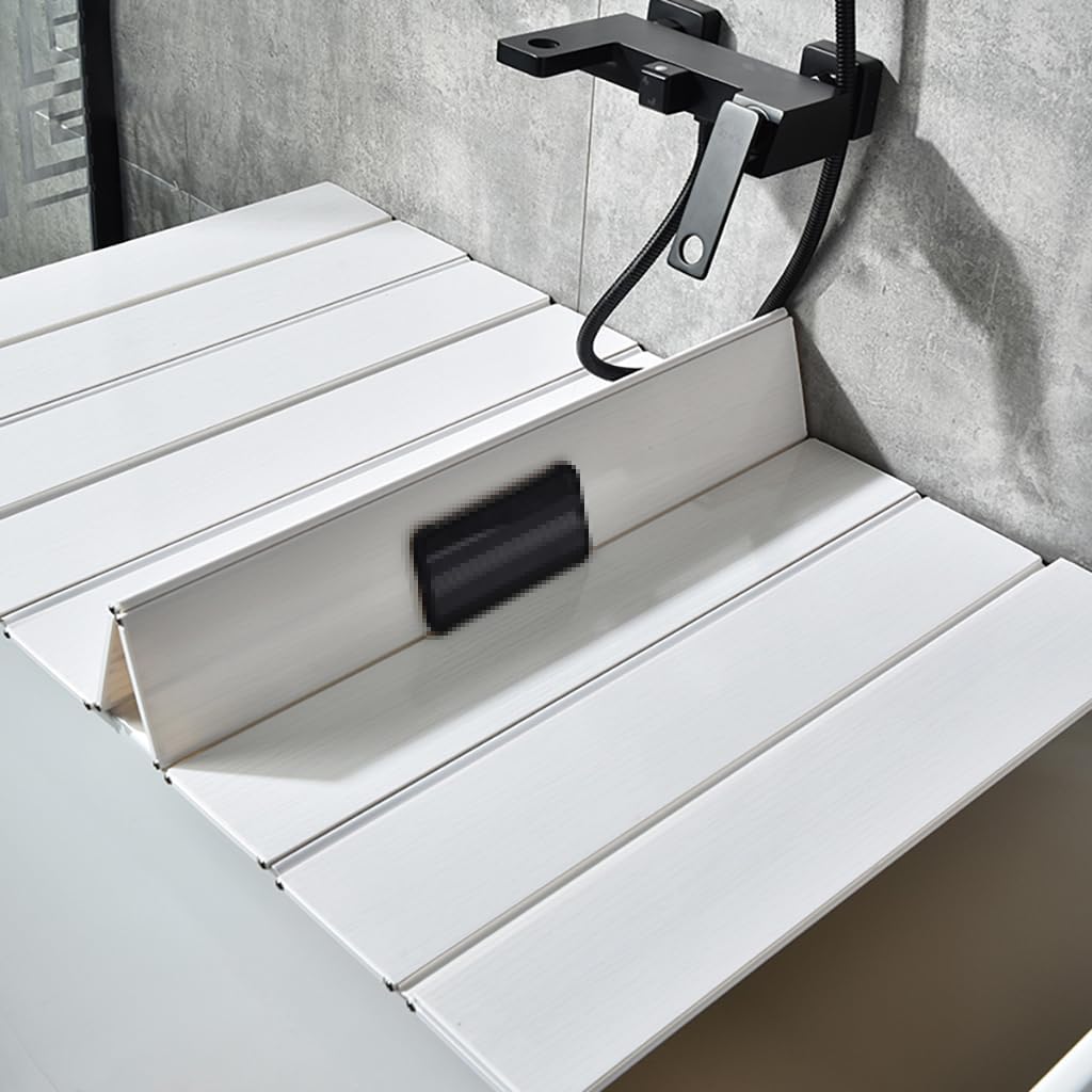 Adjustable Foldable Dust-Proof Bathtub Cover White,Waterproof Shutter Bathtub Tray & Laptop Desk 2 In 1 Fits Most Tubs,Modern Bath Tub Racks for Home (Size:0.24in thick,Color:0.7Mx1.7M（2.3FTx5.58FT）)