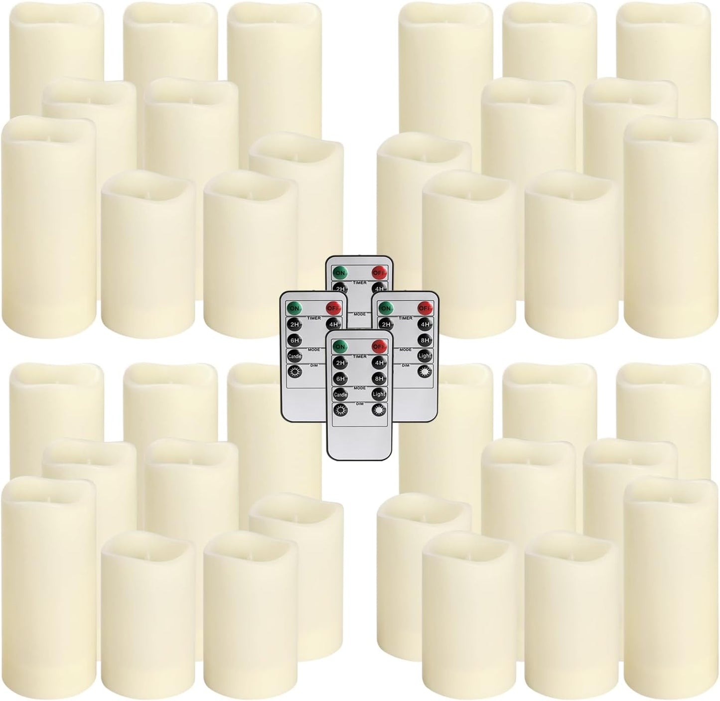 36-Pack Flickering Flameless Candles with Remote Control - LED Fake Candle Perfect for Wedding,Outdoor,Table,Halloween,Christmas Decor - Create a Magical Ambiance Effortlessly(Three Sizes)