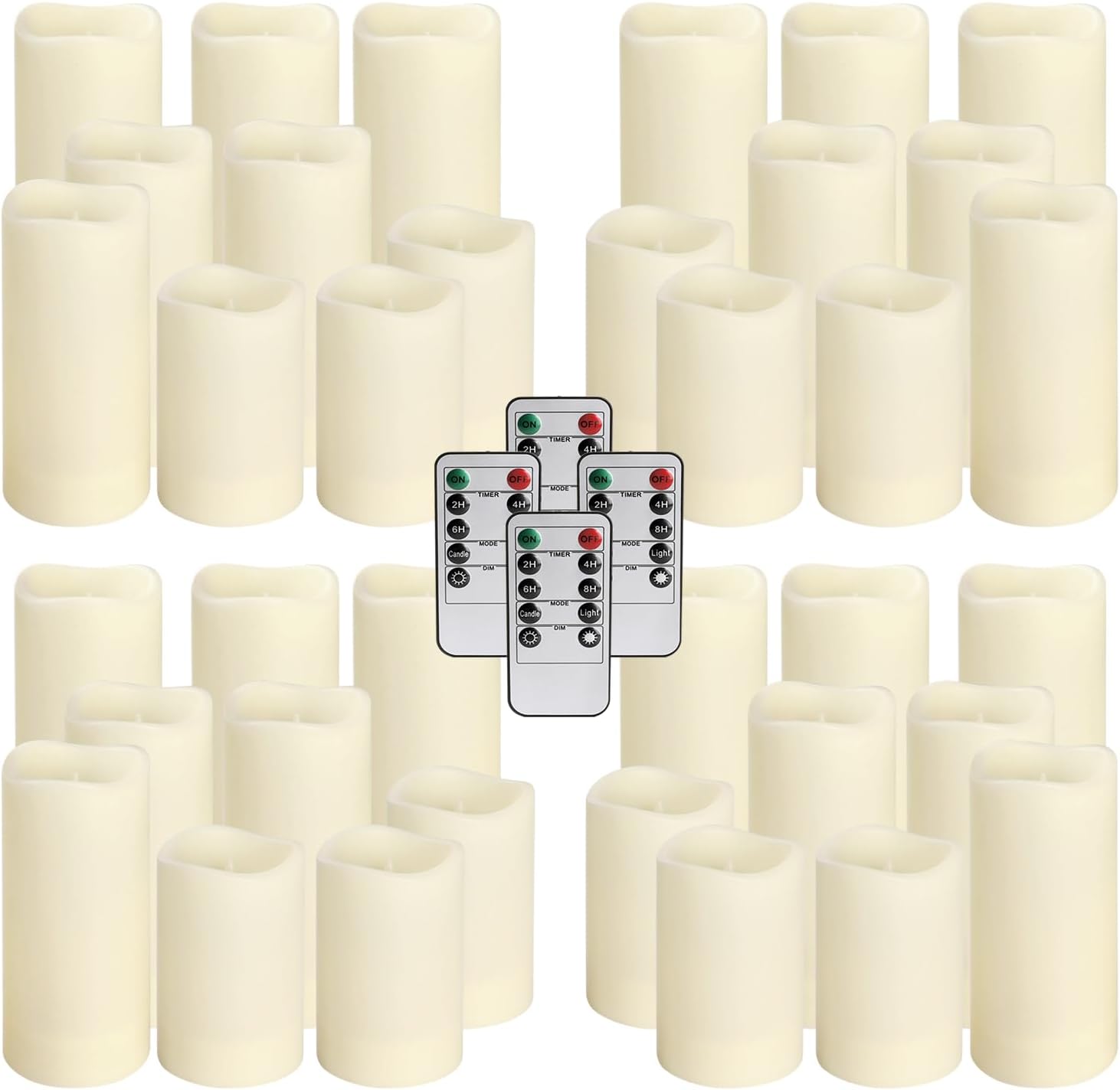 36-Pack Flickering Flameless Candles with Remote Control - LED Fake Candle Perfect for Wedding,Outdoor,Table,Halloween,Christmas Decor - Create a Magical Ambiance Effortlessly(Three Sizes)