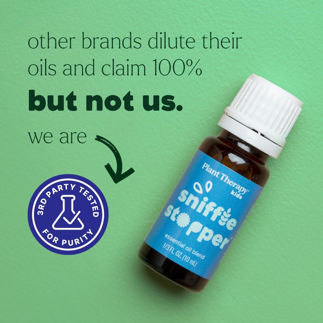 Plant Therapy Kids Sniffle Stopper Essential Oil Blend, 10 mL (1/3 oz), Respiratory Support Essential Oil Blend, Helps Clear Congestion, 100% Pure, Undiluted