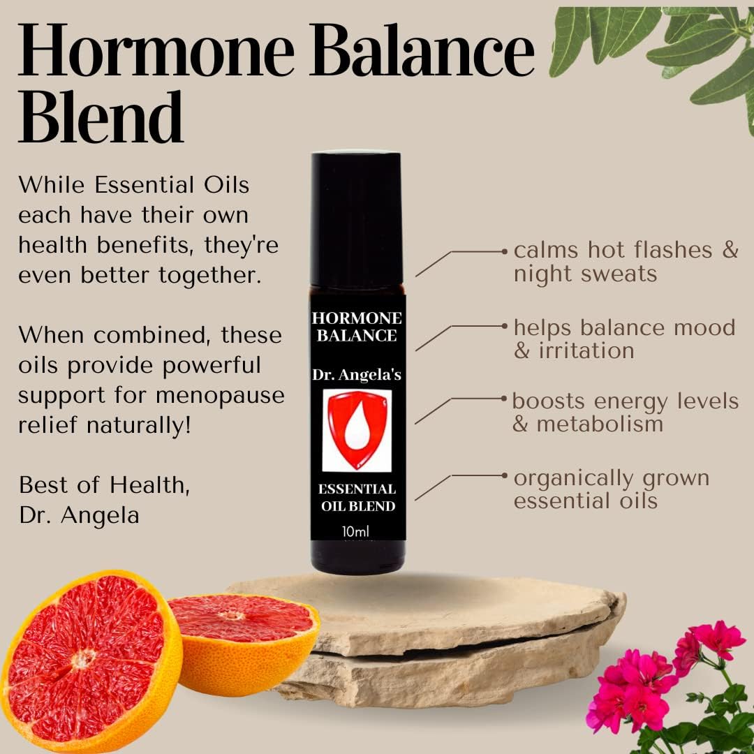 Dr. A's Hormone Balance Essential Oil Blend | 100% Therapeutic Grade | Hot Flashes, Night Sweats, Menopause Relief Roll-On Bottle 10 ml (.33 fl oz)