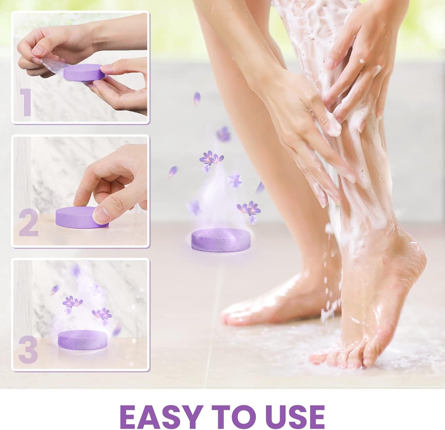 CalmNFiz Shower Steamers 8 Scents - Shower & Bath Bombs with Organic & Natural Fragrances for Teens and Adults - Birthday, Christmas Day Gift for Women Who Have Everything（Green + Purple）
