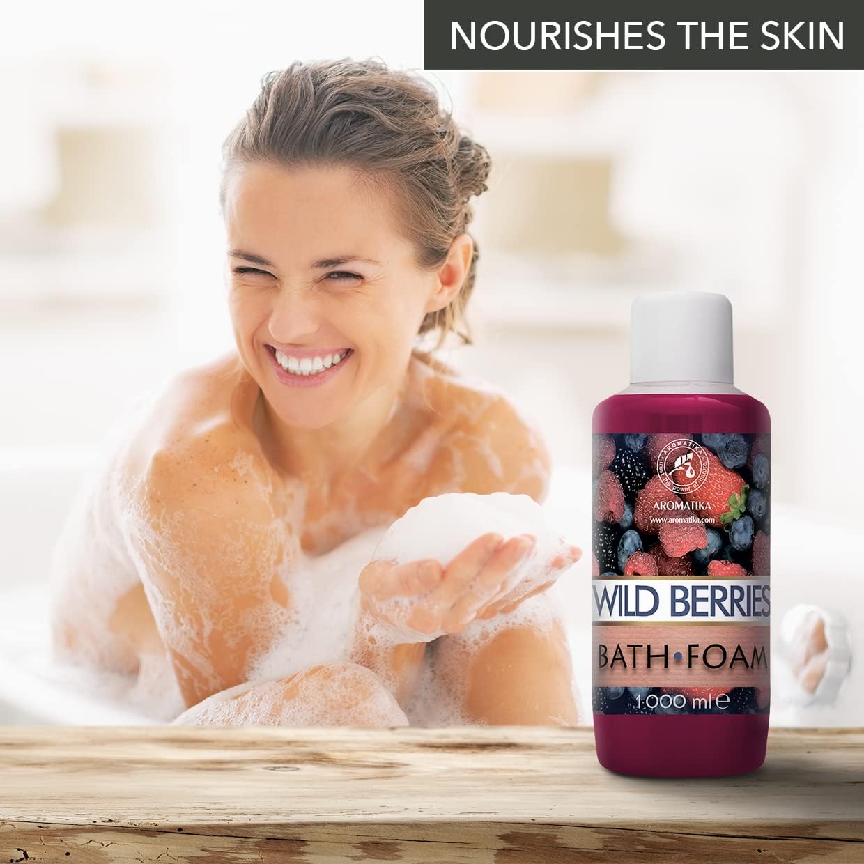Bath Foam Wild Berries - 34 Fl Oz (1000ml) - Body Care - Good Sleep - Beauty - Bathing - Body Care - Wellness - Relax - Aromatherapy - Spa - Bubble Baths