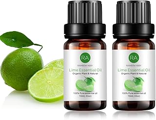 2-Pack Lime Essential Oil, 100% Pure Organic Natural Aroma Lime Oil for Diffuser, Massage, Yoga, Meditation, Skin Care - 2x10 mL